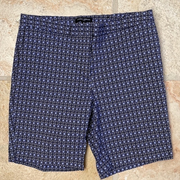 Mario Serrani blue diamond pattern Bermuda shorts Womens 12 Stretch comfort - Picture 1 of 6